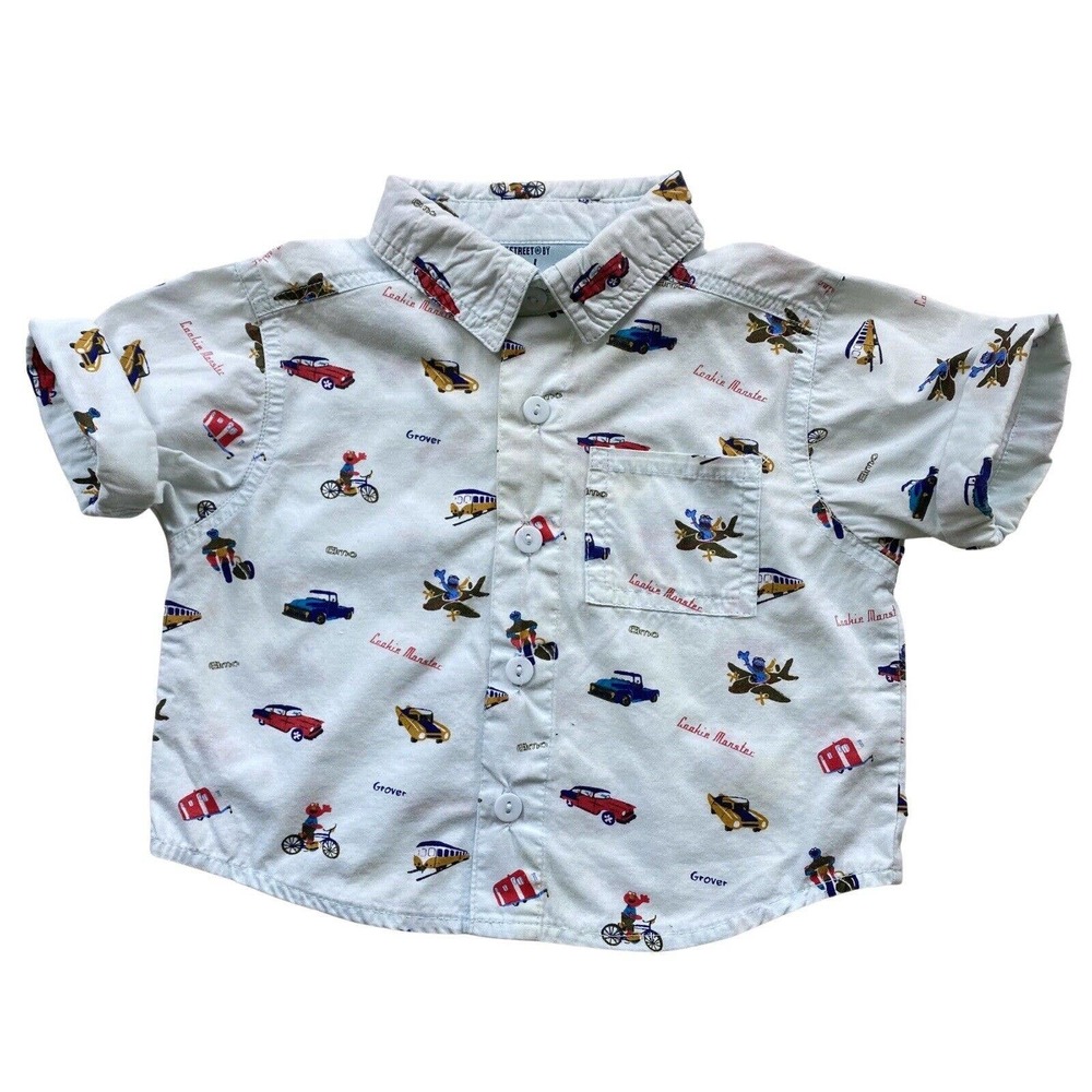 NICOLE MILLER Sesame Street Button Shirt Elmo Cookie Monster Grover Infant 6-9m